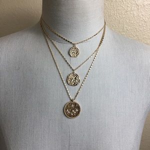 New multi layer gold plated coin pendant necklace